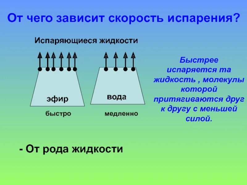 3 от чего зависит скорость испарения жидкости. От чего зависит скорость испарения. испарение зависит от. от чего зависит скорость испарения жидкости. испарение от рода жидкости.