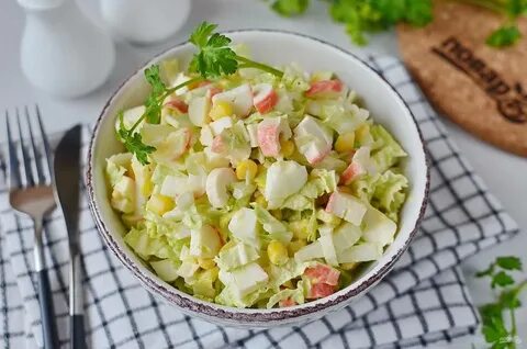 Крабовый салат с капустой белокочанной