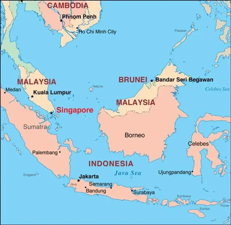 Малайзия политическая. Сингапур на карте. Малайзия и Сингапур на карте. Малайзия Индонезия Сингапур карта.