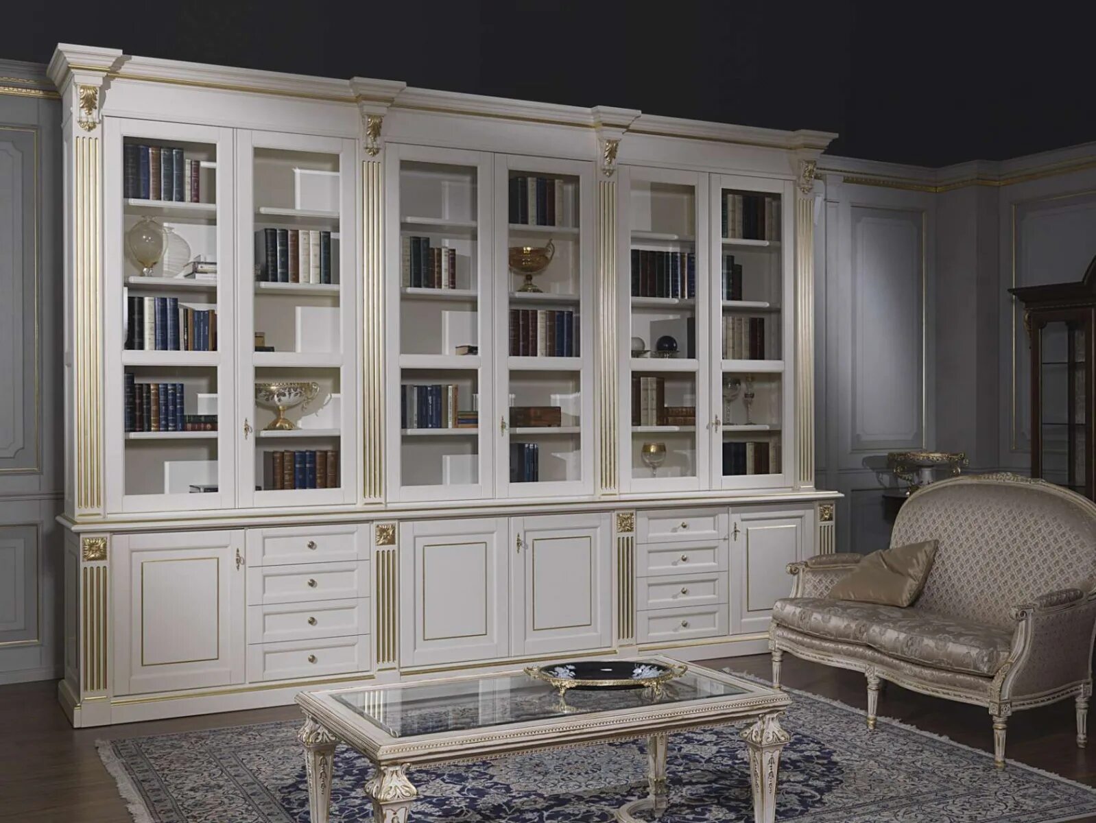 Мебель книжный шкаф Силк классика Италия. Шкафы для гостиной в классическом стиле. Мебель для гостиной классика белая. Стенка современная классика.