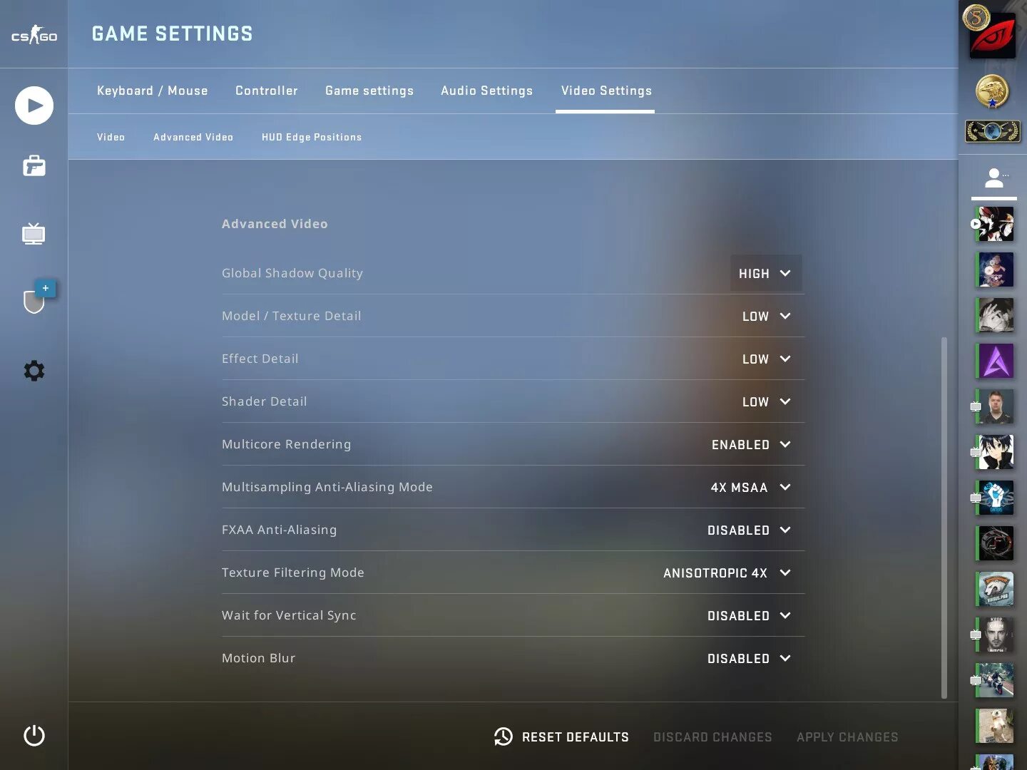 Настройки изображения КС го. Game settings. Расширение настройки изображения КС го. Расширенные настройки изображения CS go.