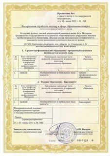 Свидетельство о государственной аккредитации с приложением