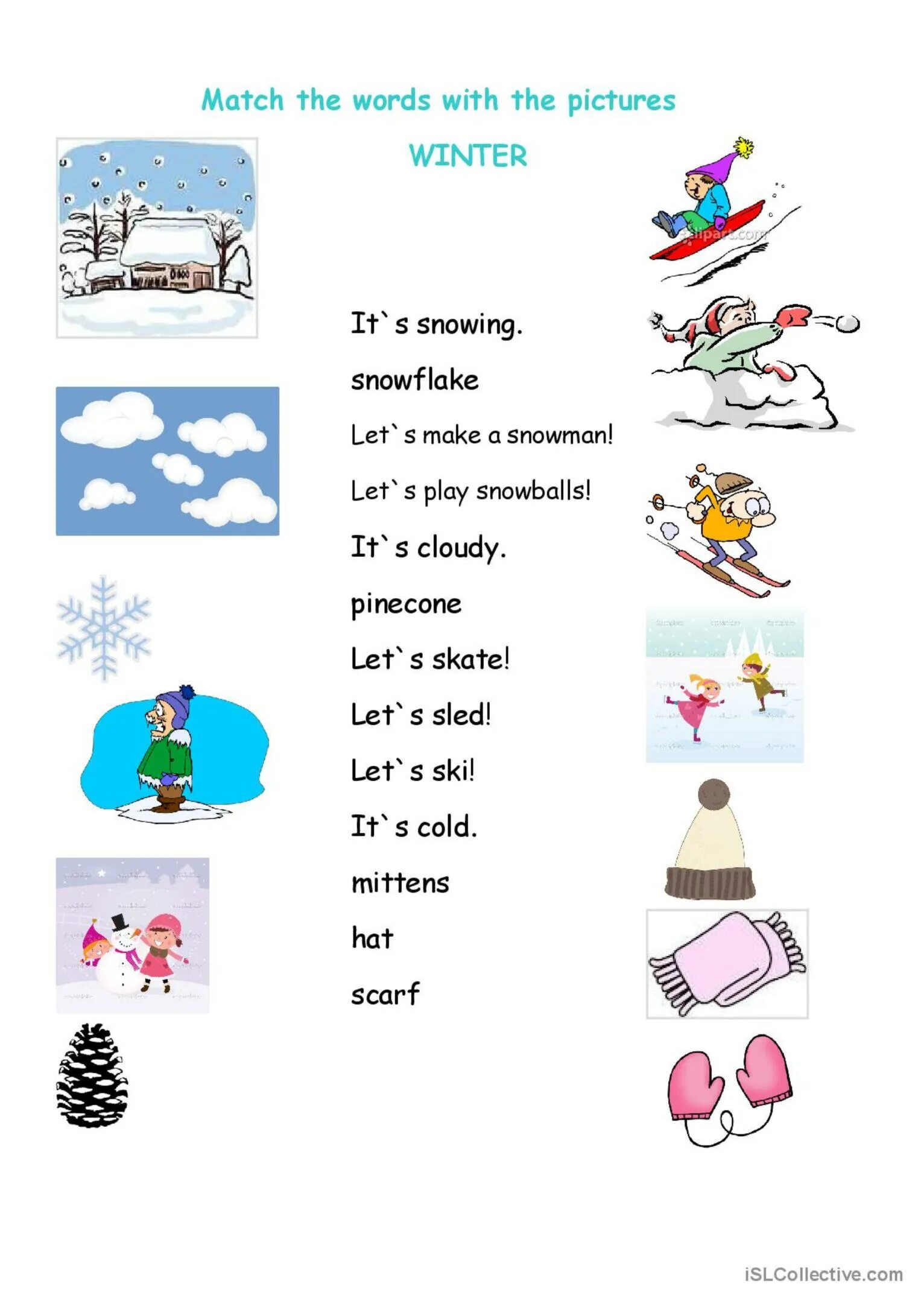 Match the words fun. Упражнения по теме зима на английском. Задания по английскому Winter activities. Зимние задания по английскому для детей. Зимние виды спорта задания для детей.