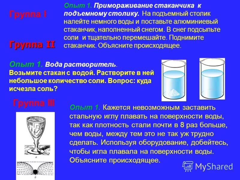 Объясните что происходит с водой