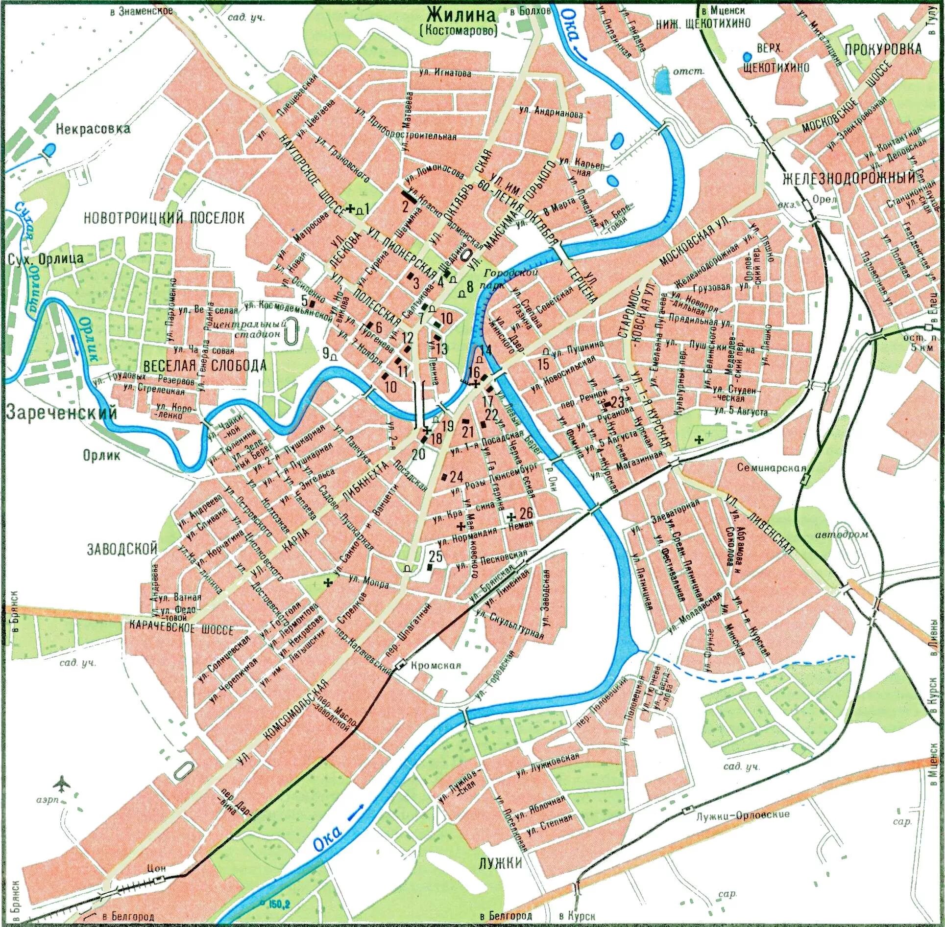 Карта города орла
