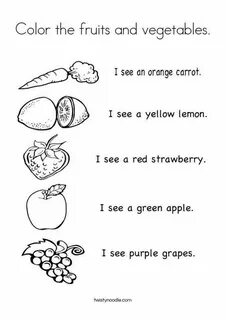 Preschool fruits and vegetables worksheets