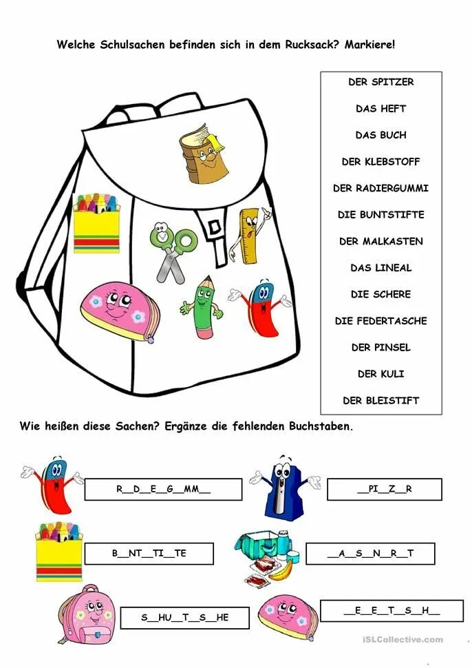 Задания по немецкому языку школьные принадлежности. Школьные принадлежности на немецком языке задания. Школьные принадлежности на немецком языке упражнения. Школьные предметы на немецком языке упражнения.
