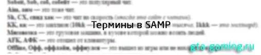 Пг дм рп. Термины самп. Термины SAMP. Rp термины SAMP. Что такое ТК В самп.