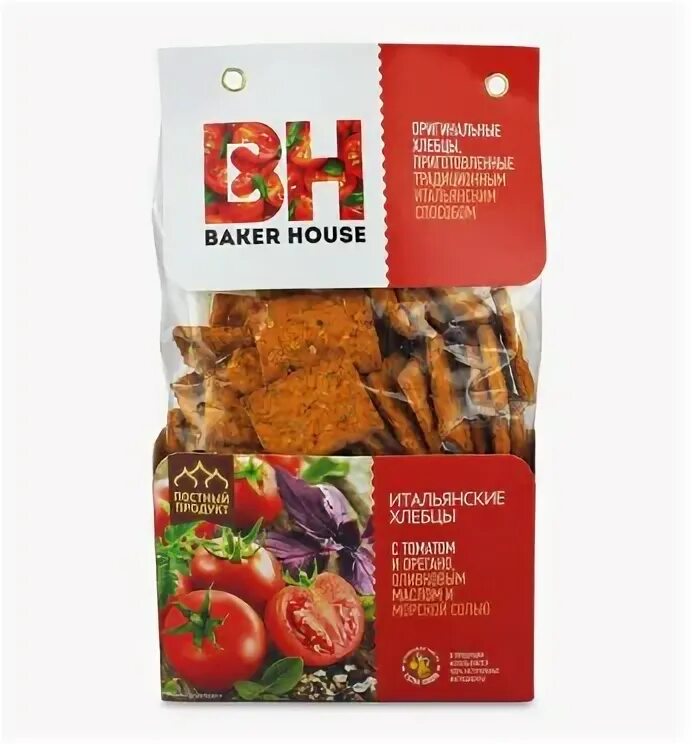 хлебцы baker-house итальянские 250г. хлебцы с томатом.