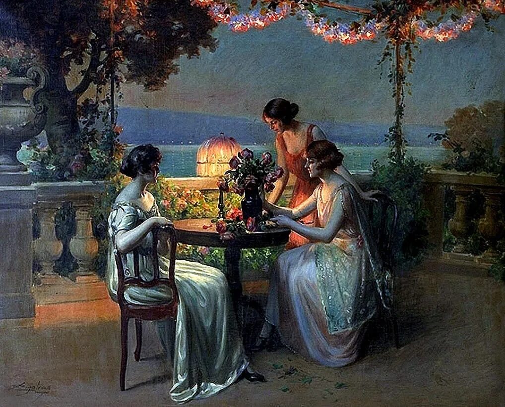 Добрых вечеров откуда. Художник Delphin Enjolras 1857-1945. Дельфин Анжольра на террасе. Дельфин Анжольра \ Delphin Enjolras (1857-1945) —. Дельфин Анжольра художник картины.