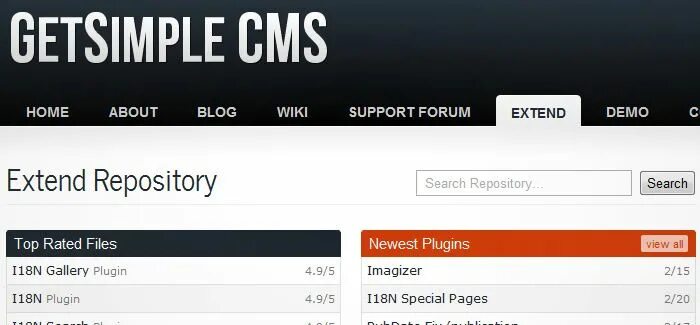 Simple info by pk. Getsimple cms. wordpress аналоги. топ репозиторий. cms скриншот.