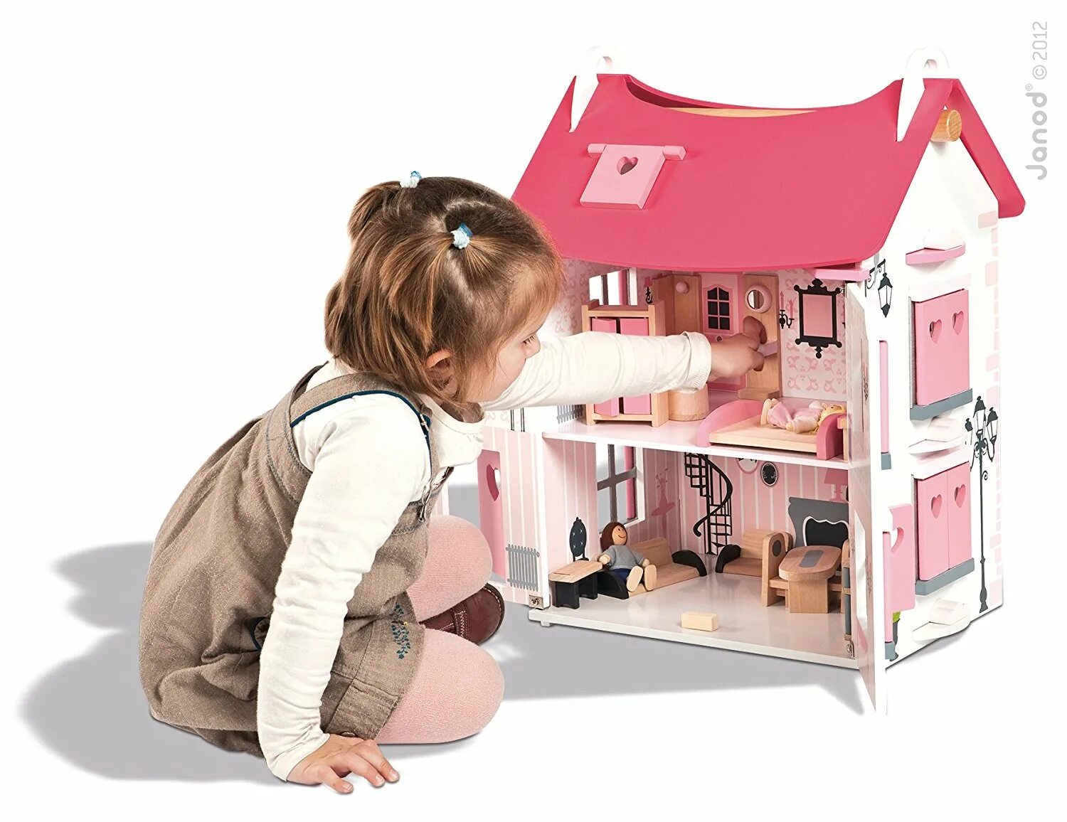 Janod кукольный домик. Игрушечный домик раскрывающийся. Детские кукольные домики среднего размера. Ecobaby кукольный домик.