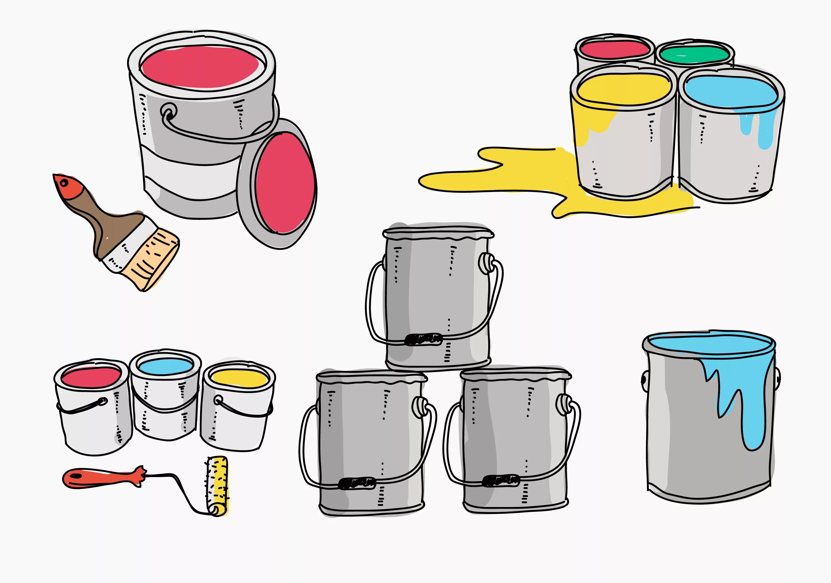 Paint pots. Paint pot vector. pant can картинка для детей. paint can. paint pot cartoon.