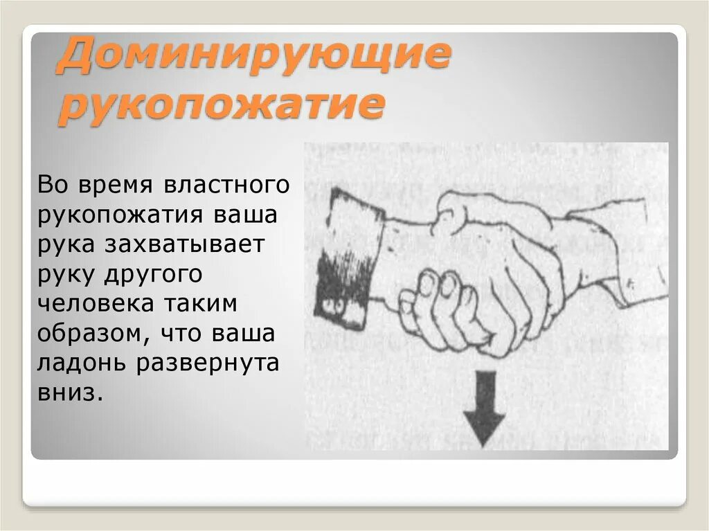 Трактовка доминирующего рукопожатия рука