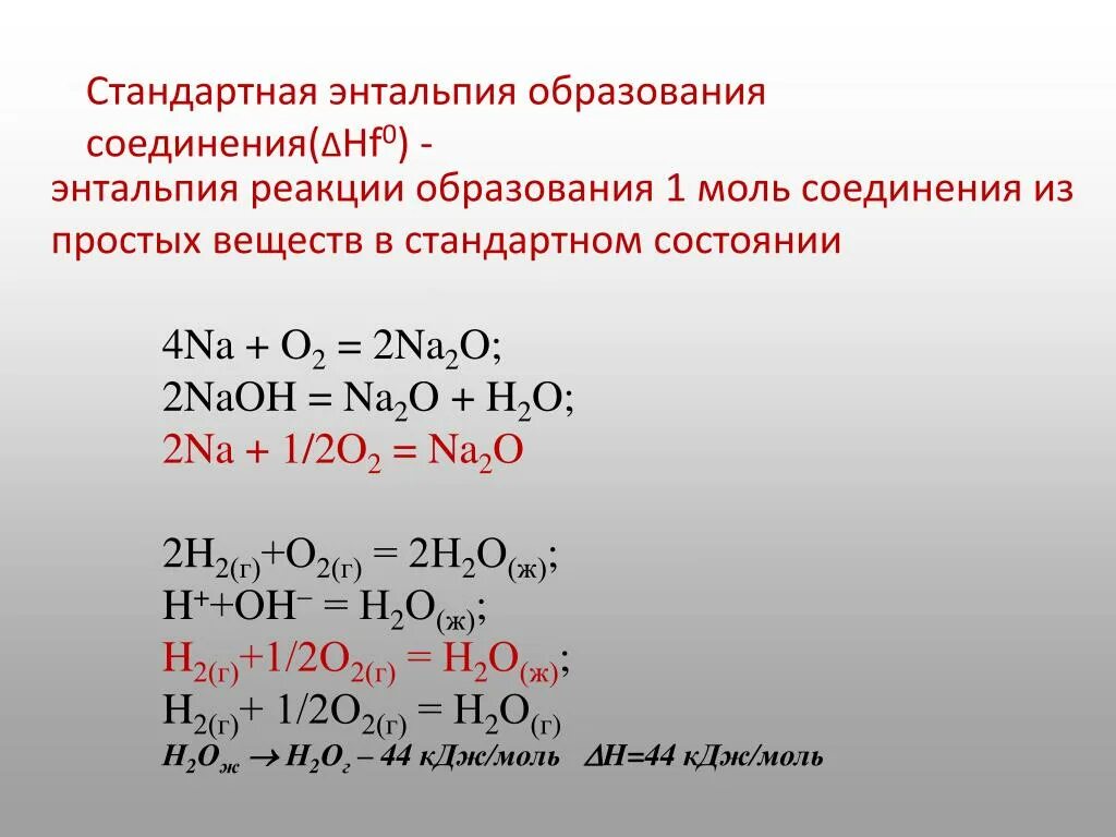 Теплота образования водорода кдж моль. Стандартная энтальпия образования формула. Энтальпия реакции образования воды. Энтальпия образования веществ в реакции. Стандартная энтальпия образования химических соединений.