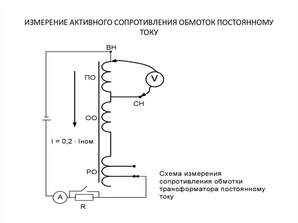 Измерение изоляции трансформатора. Схема измерения сопротивления обмоток постоянному току. Измерение сопротивления изоляции обмоток схема. Схема измерения сопротивления изоляции обмоток электродвигателя. Измерение сопротивления обмоток трансформатора постоянному току.