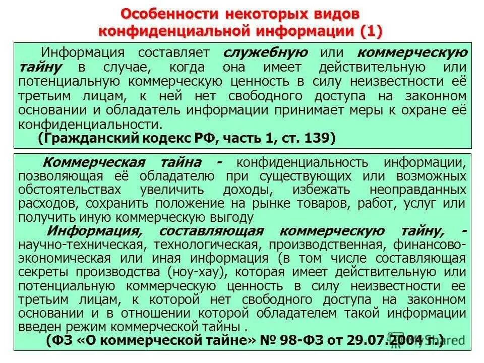 Составляющие тайну связи. Служебная и коммерческая тайна. Особенности конфиденциальность информации. Неразглашение служебной и коммерческой тайны. Понятие и виды конфиденциальной информации.