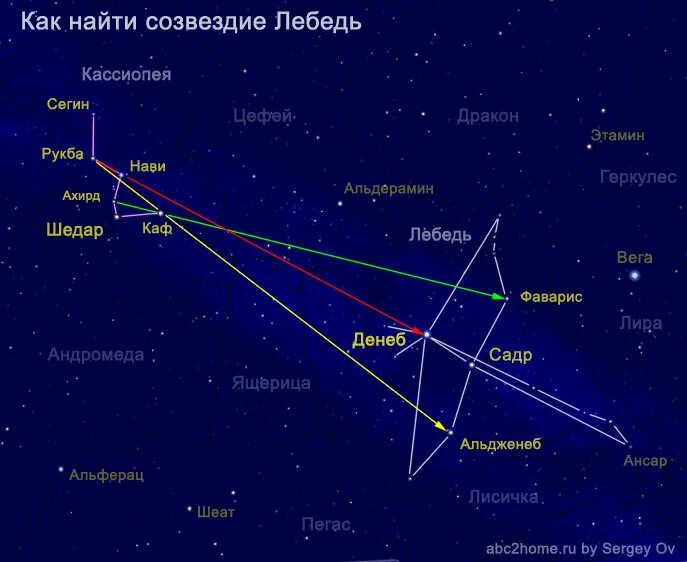 Наименьшее по площади созвездие. Как найти Созвездие лебедя. Схема созвездия лебедь самая яркая звезда. Кассиопея Созвездие название звезд. Созвездия Кассиопея лебедь.