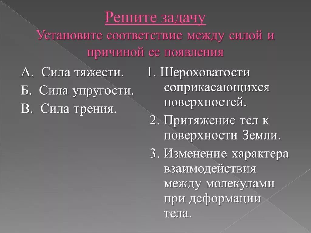 Природы происхождения сил. Причина или природа возникновения силы тяжести. Силы в природе причины возникновения. Установите соответствие сил. Установите соответствие между силой и причиной ее проявления.