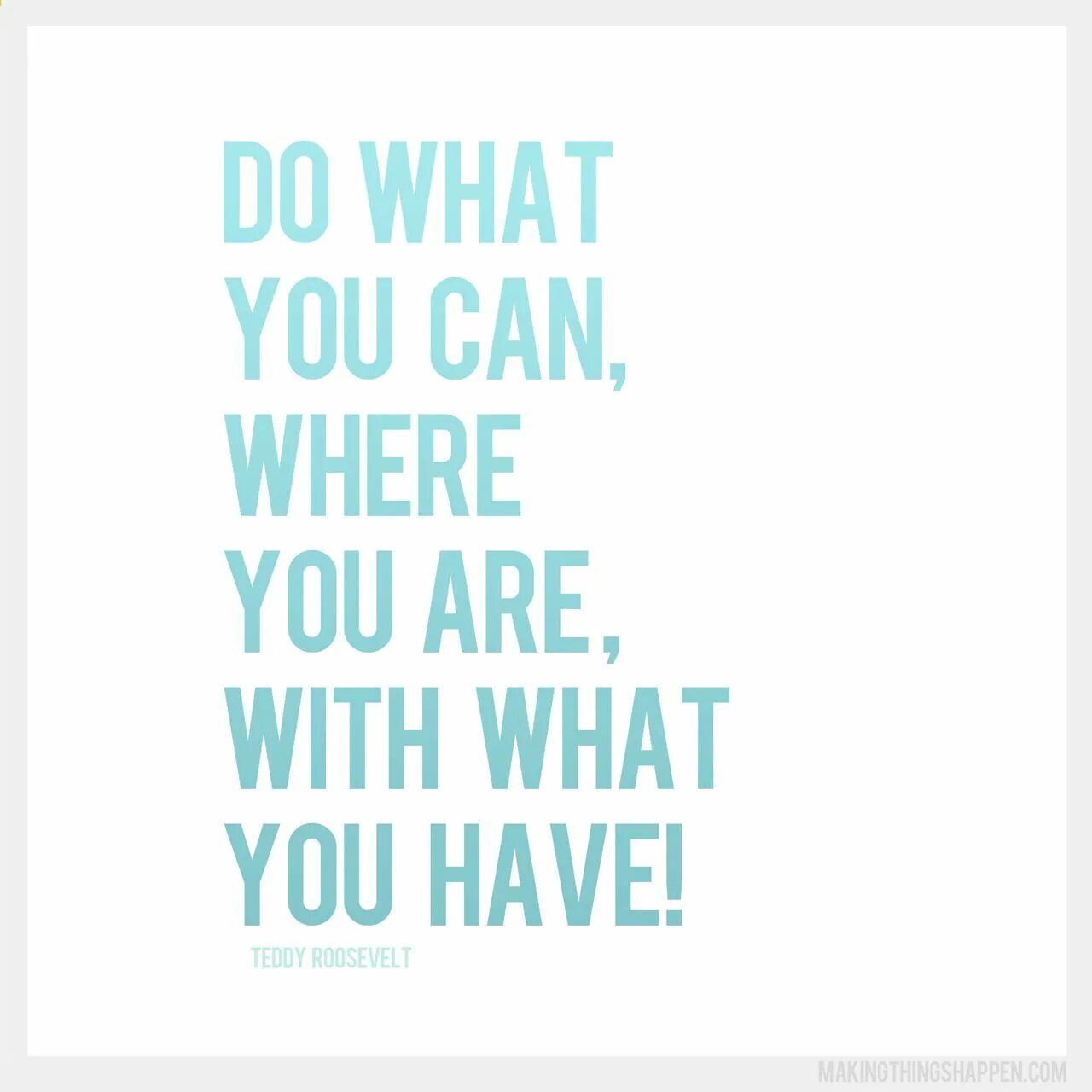 Where you to work now. Do what you can with what you have where. Do what you can with what you have where you are. Roosevelt do what you can. What have you.