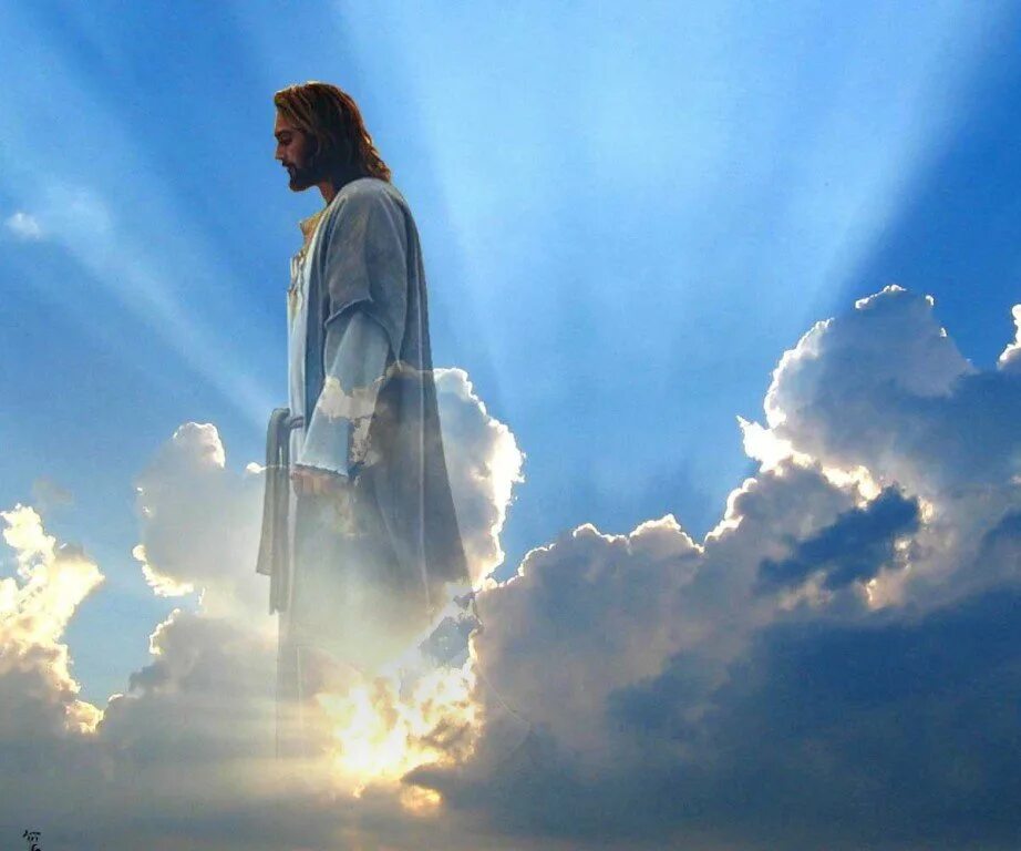 Иисус спускается с небес. &quot; иисус. бог и человек&quot;. ( jesus).. бог в небе. иисус на небесах. христос на небесах.