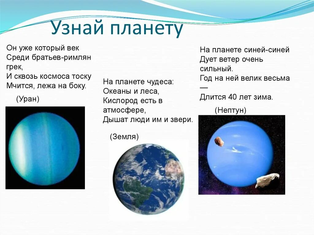 Узнай планету. Голубые планеты солнечной системы. Синяя Планета солнечной системы. Планеты голубого цвета названия.