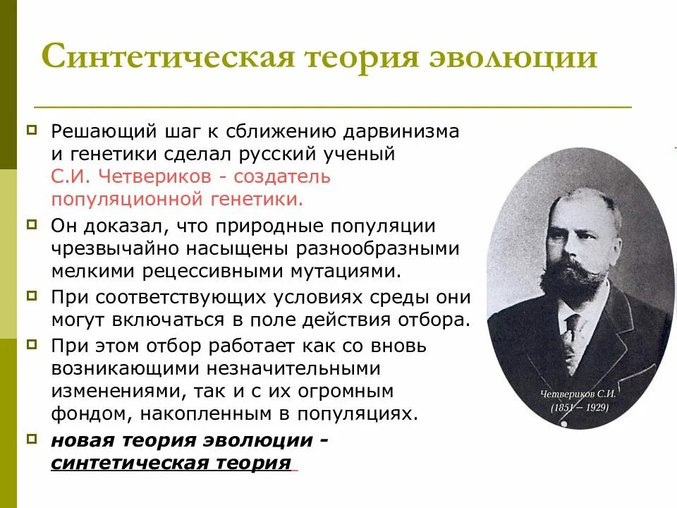 Основы современного эволюционного учения были сформулированы
