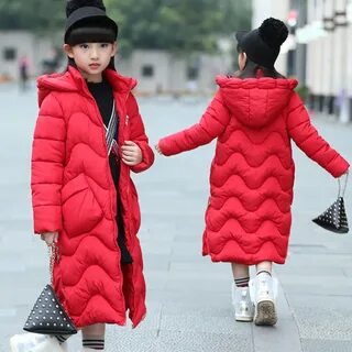 Длинное зимнее пальто для девочки
