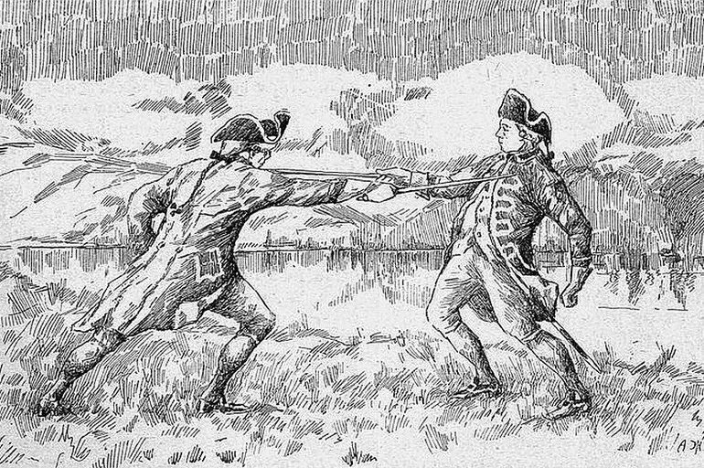 Капитанская дочка поединок гринёва и швабрина. Капитанская дочка дуэль. Гринев и швабрин во время дуэли. Гринев и швабрин во время дуэли. Дуэль гринева и швабрина из капитанской дочки.