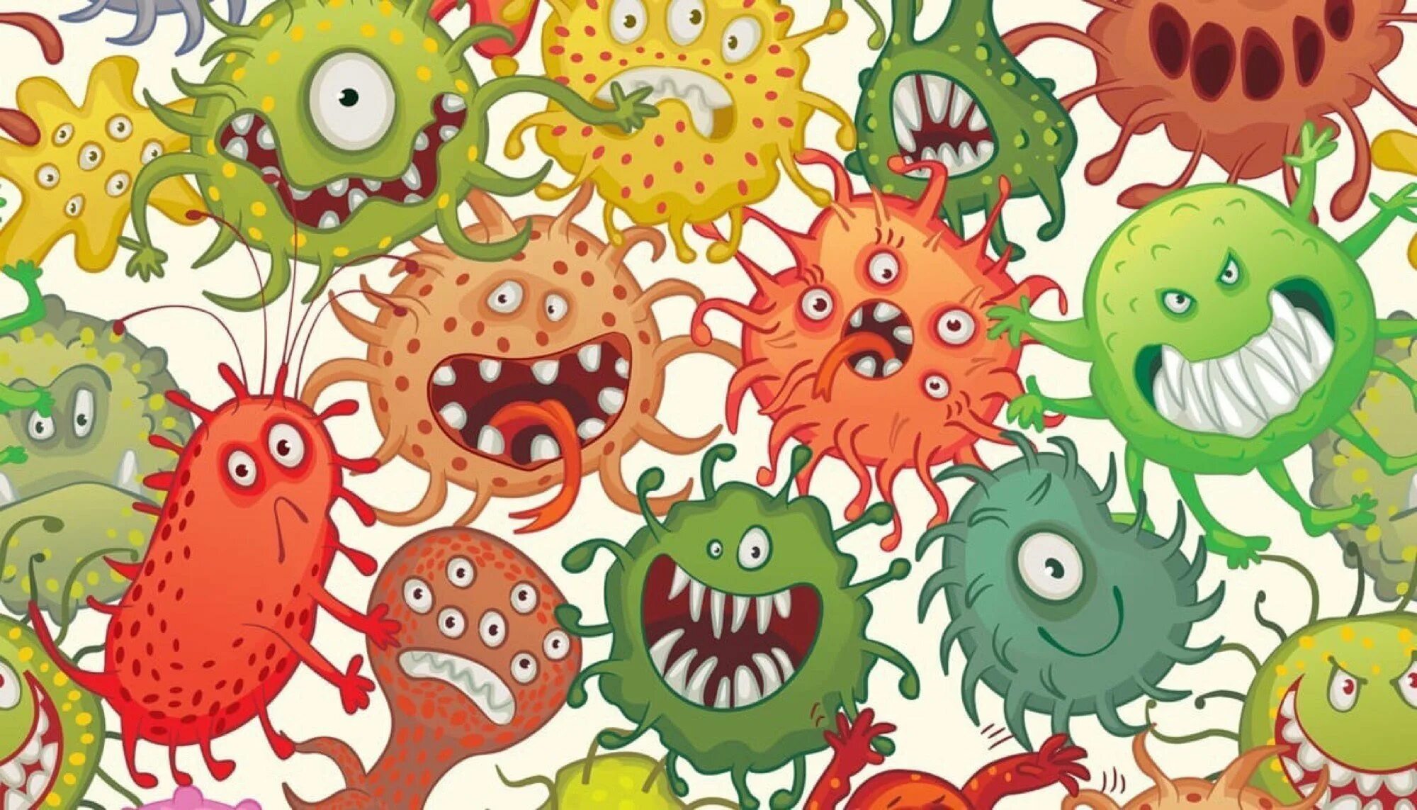 Веселые микробы. Вирусы и микробы для детей. Злая бактерия. Микробы мультяшные.