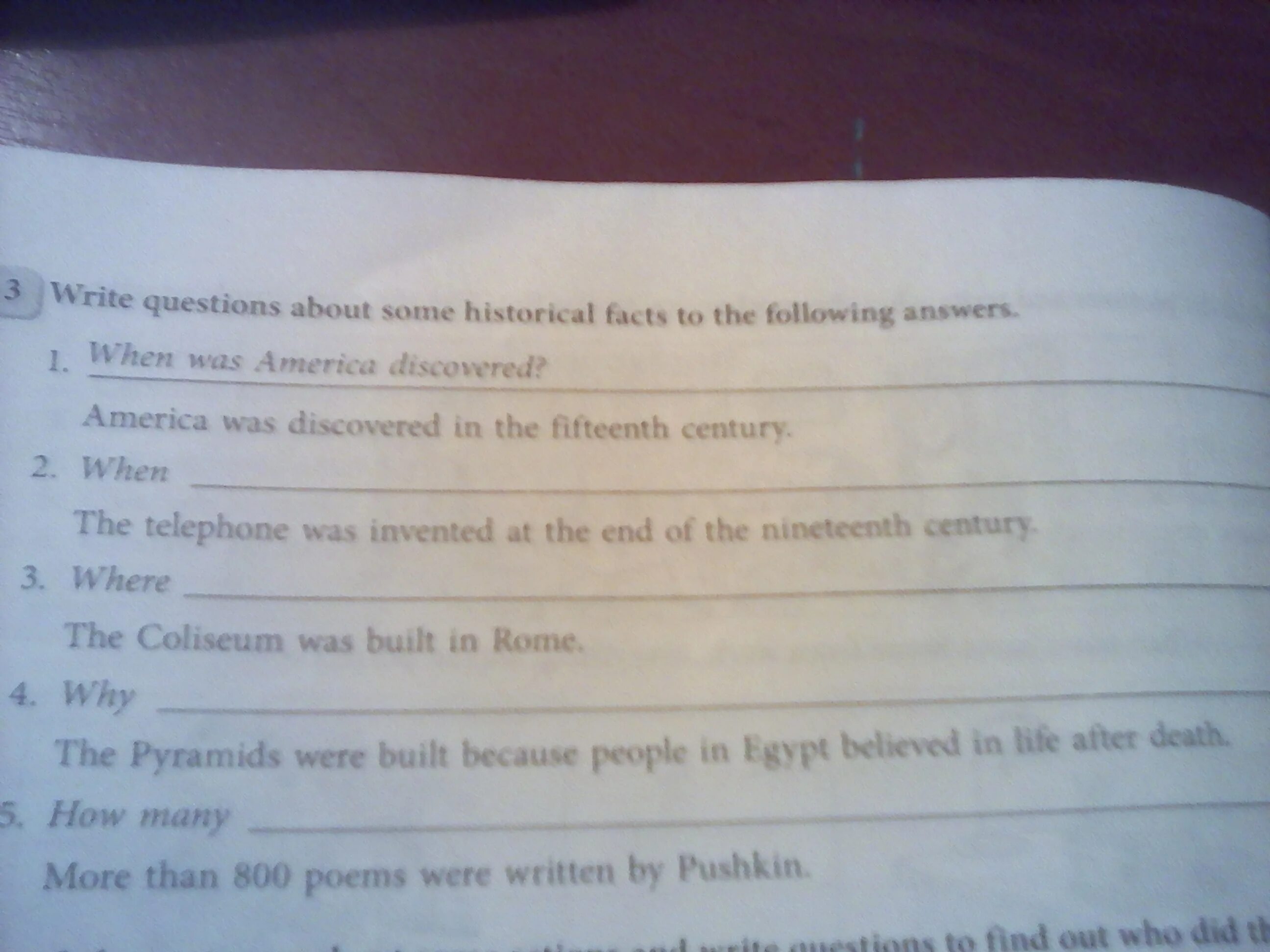 Answer the following questions. Write questions for the following answers. Write the questions перевод. Write questions for the following answers 5 класс.