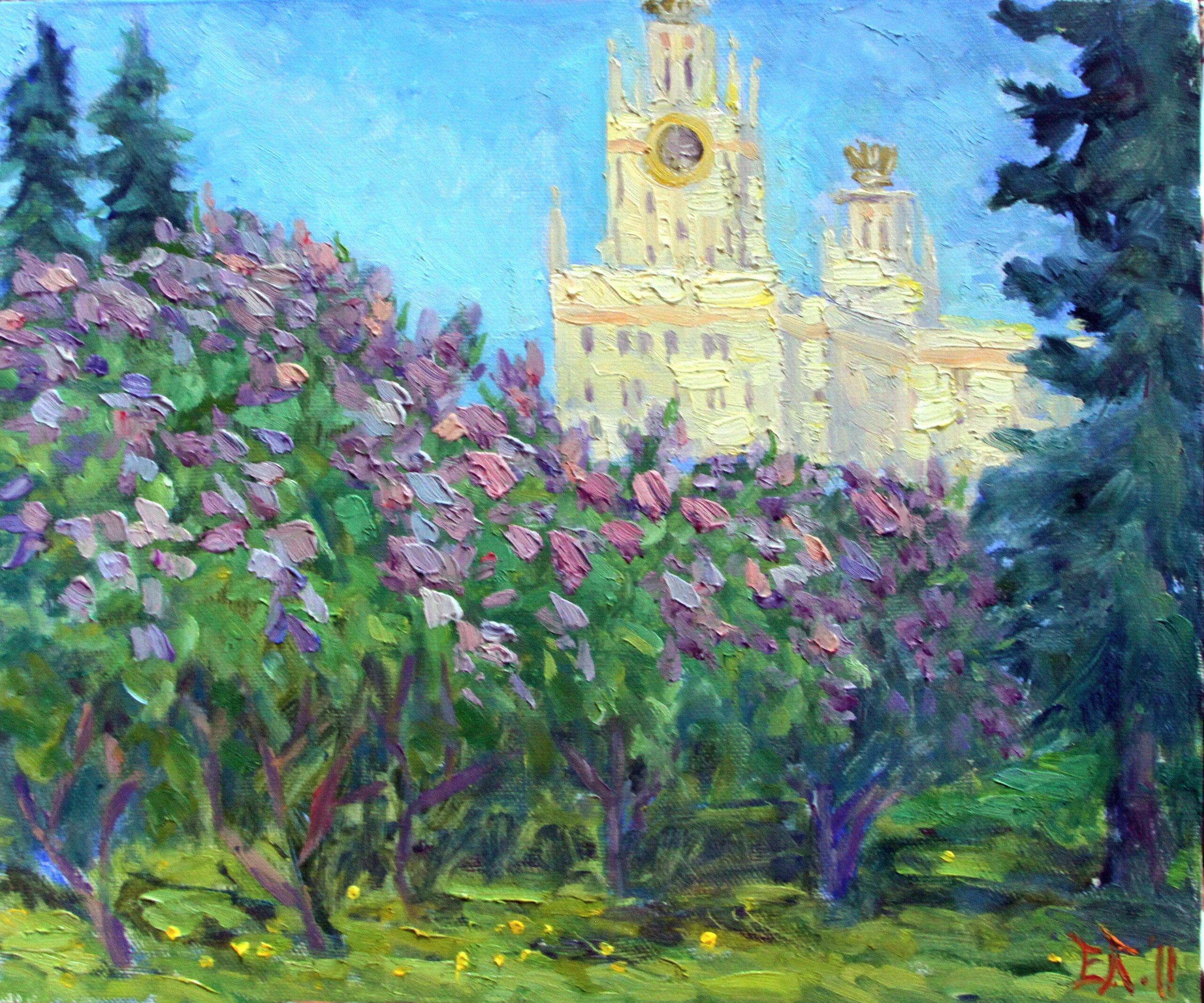 Масло в мгу. Сирень мгу. сирень московский университет. москва мгу в картинах художников. мгу картина маслом.