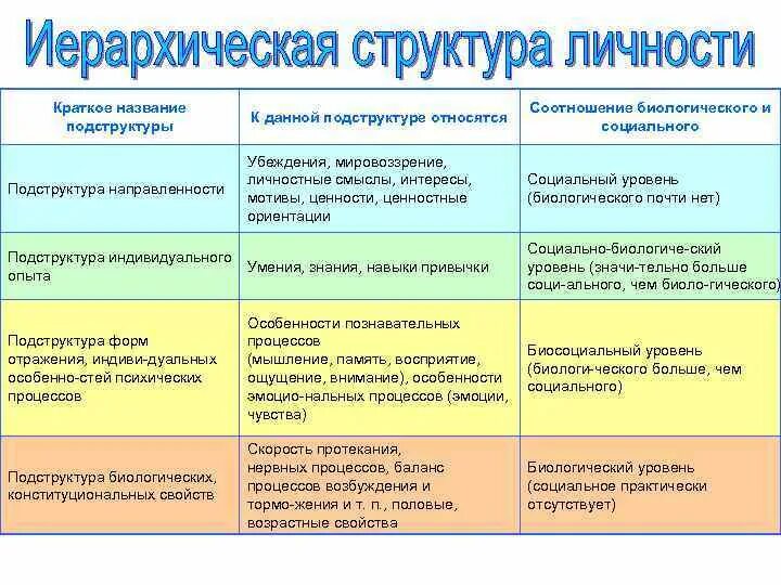 Подструктура направленности. Личностные подструктуры. Подструктуры личности по Платонову. Иерархическая структура личности по к.к Платонову. Особенность протекания психических процессов