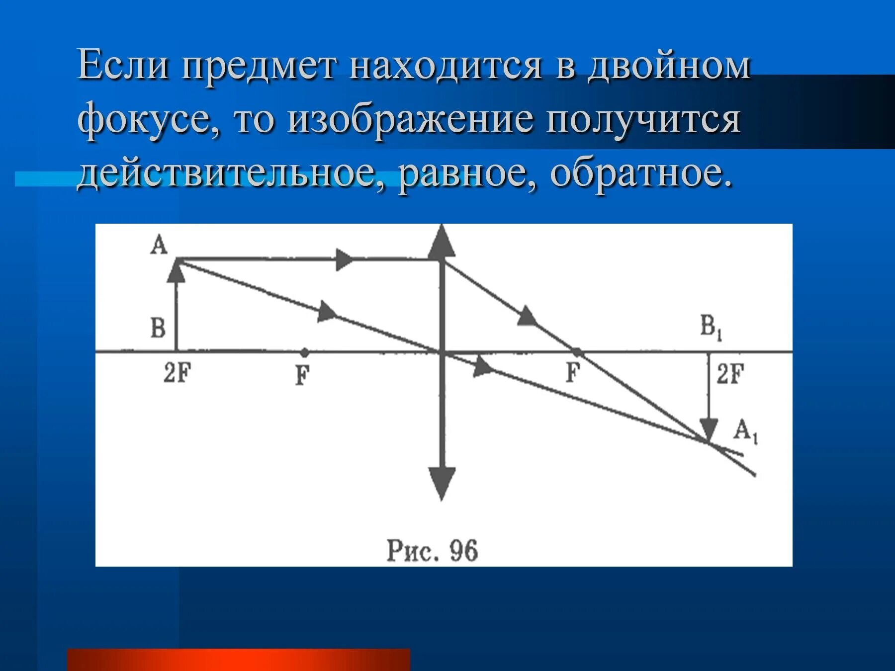 Предмптв двойном фокусе. Если предмет в двойном фокусе собирающей линзы. Изображение предмета в двойном фокусе. Предмет за двойным фокусом собирающей линзы. Какое изображение получается в собирающей линзе