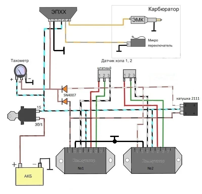 Зажигание датчик холла. Коммутатор и датчик холла ваз 2108. схема зажигания ваз 2108 с датчиком холла. схема зажигания 2108 карбюратор с датчиком. схема подключения зажигания с датчиком холла.