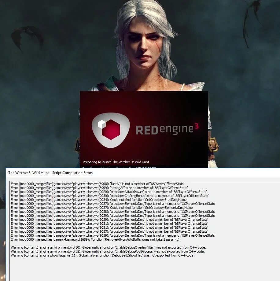 Hunted script. Redengine 4. redengine 3. error scripts compilation ведьмак 3. redengine 3 интерфейс.
