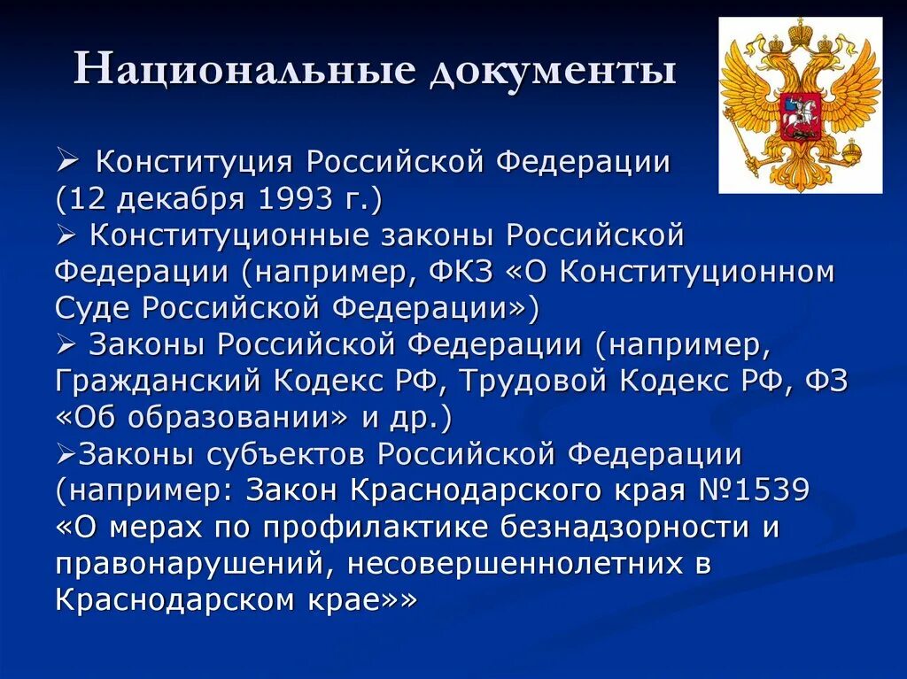 Конституция рф основные направления