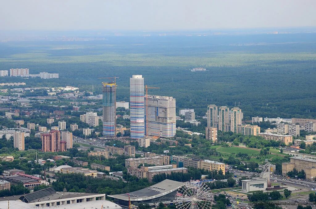 Район Останкино. Вид с Останкино. Панорама СВАО.