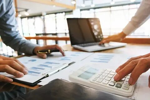 Modern investment office with skyline view