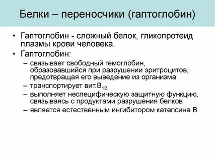 Физиологическая роль гаптоглобина