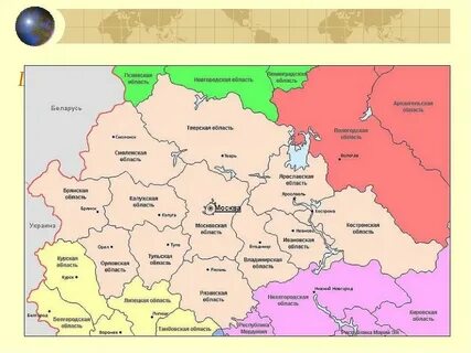Карта центральной городами и областями