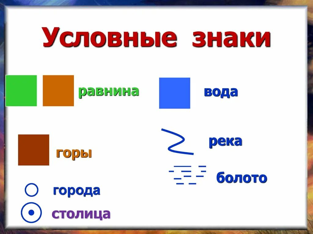 Что такое карта 2 класс окружающий мир. Условные знаки. Обозначения физических карт. Условные обозначения на карте. Условные знаки физической карты.