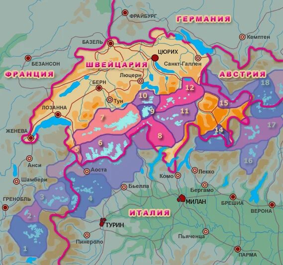 Горы Альпы в Швейцарии на карте. Швейцария Альпы на карте. Горы Альпы на карте Европы.