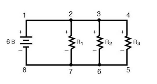 Parallel circuits. Voltage in parallel circuit. общая точка на схеме. parallel circuit diagram. делитель напряжения 5 в 3.3.