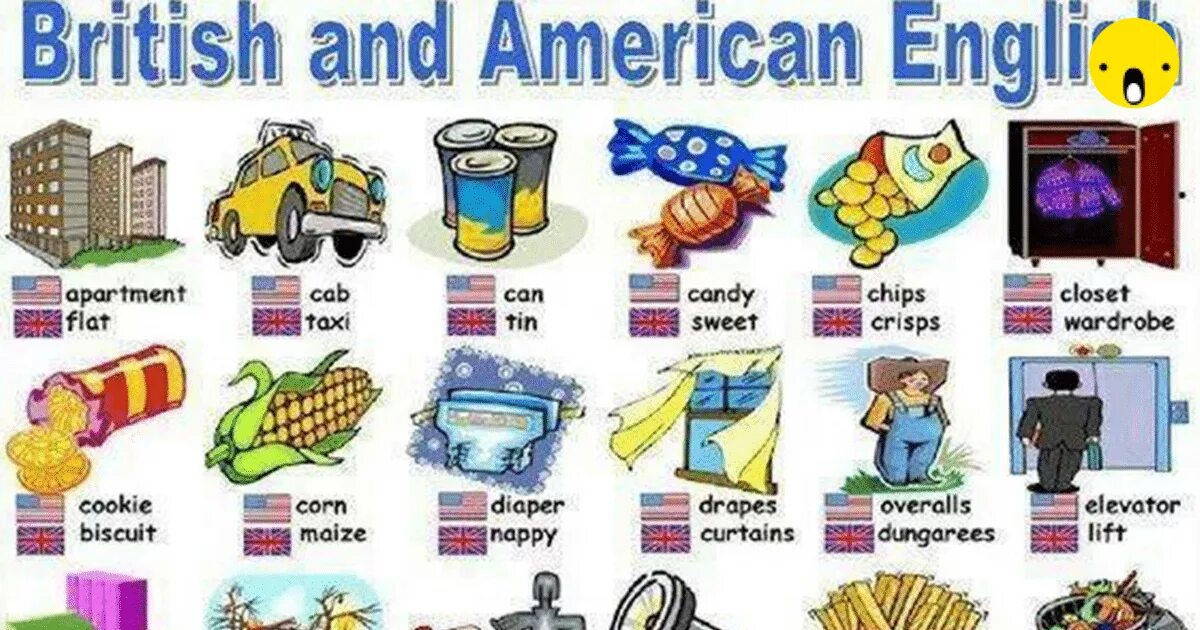 Слова британского и американского английского. American English vs British English различия. Американский и британский английский слова. Британские и американские слова. Разница американского и британского английского.