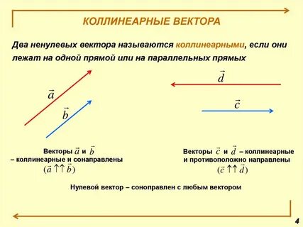Какие векторы являются коллинеарными