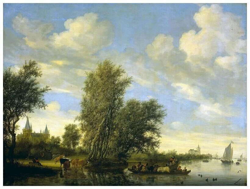 1649 30. Саломон Ван Рейсдаль Речной пейзаж. Саломон вае рёйсдал Речной пейзаж.