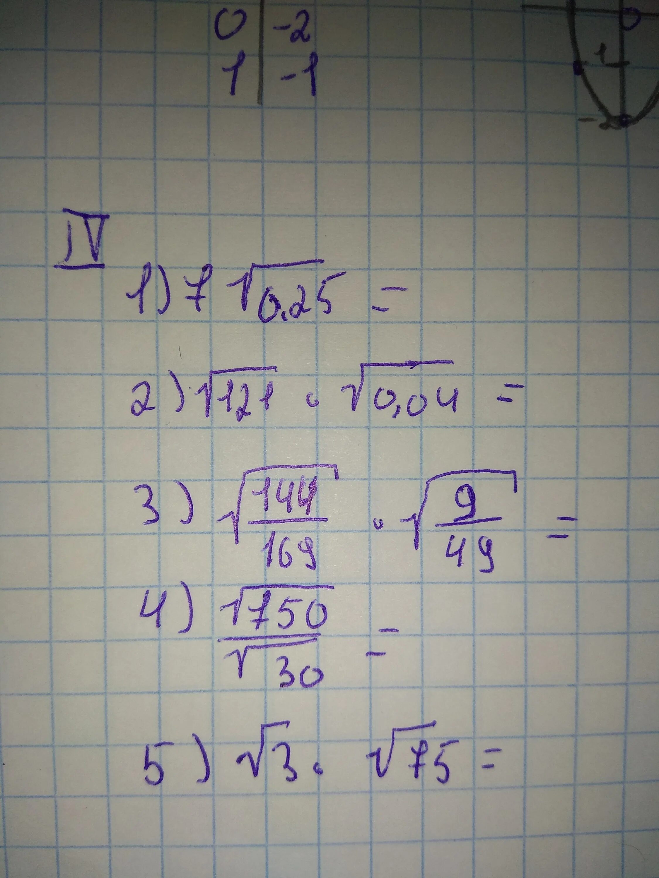 Вычислите (2√3-1)(3√3+5)-7√3. Вычислите: (1/4)*√ 196. Вычислите √0,25. Вычислите 3,25 .- 0,3 * 2,1.