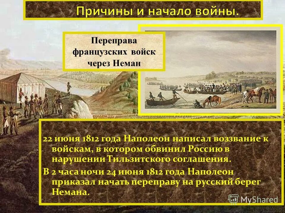 Переправа через неман кратко. Переправа Наполеона через Неман 1812. 22 Июня 1812 года Наполеон объявляет войну России.