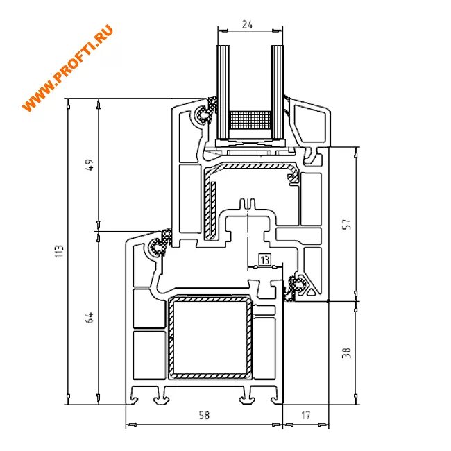 Профиль VEKA Euroline 58. VEKA 58 профиль. VEKA Euroline в разрезе. VEKA Euroline Размеры профиля. Профиль окон веко